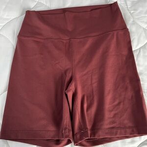 Yogalicious High-Waisted Maroon Bike Shorts